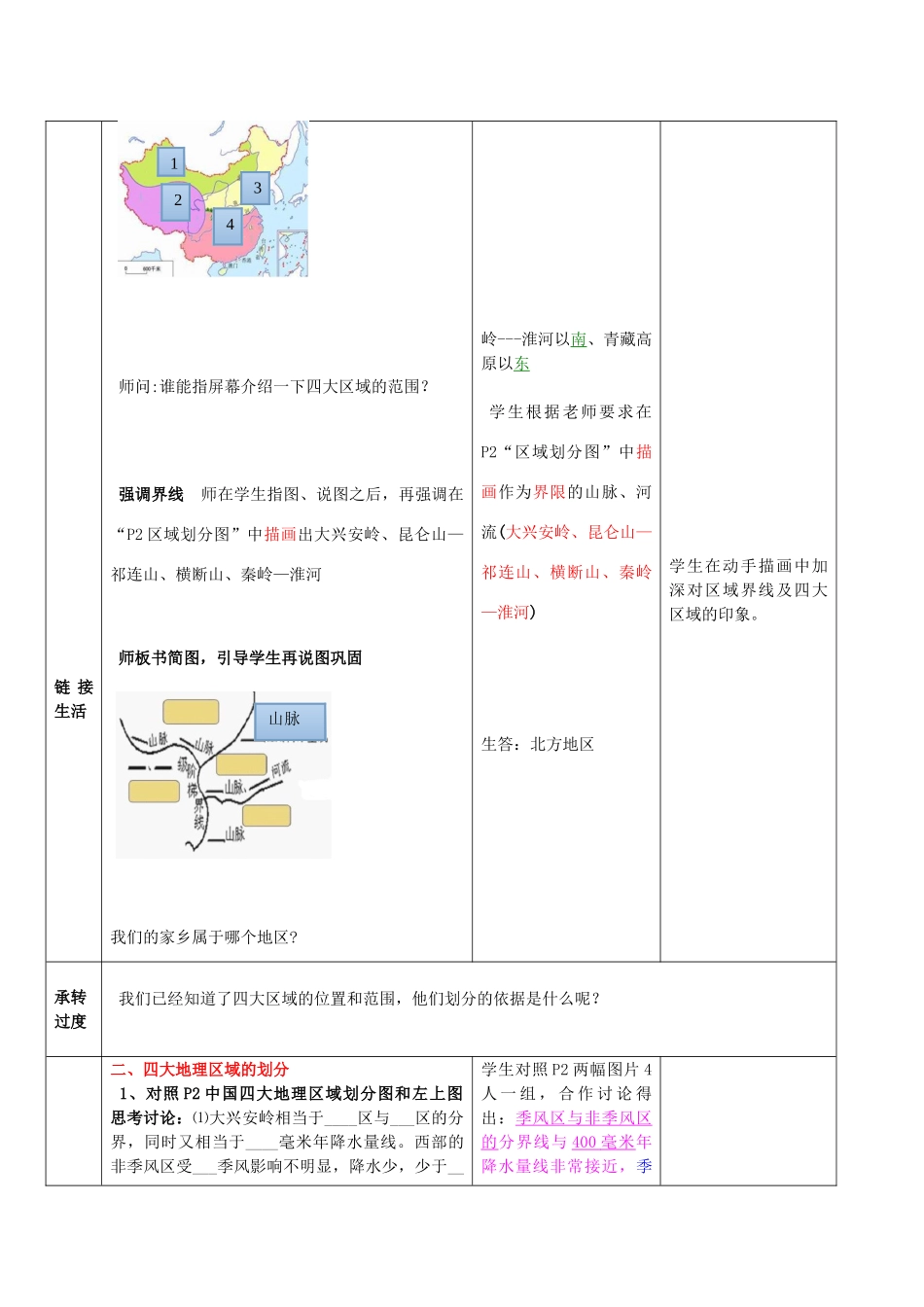 八年级地理下册 第五章 中国四大地理区域划分教案 （新版）商务星球版-（新版）商务星球版初中八年级下册地理教案_第3页