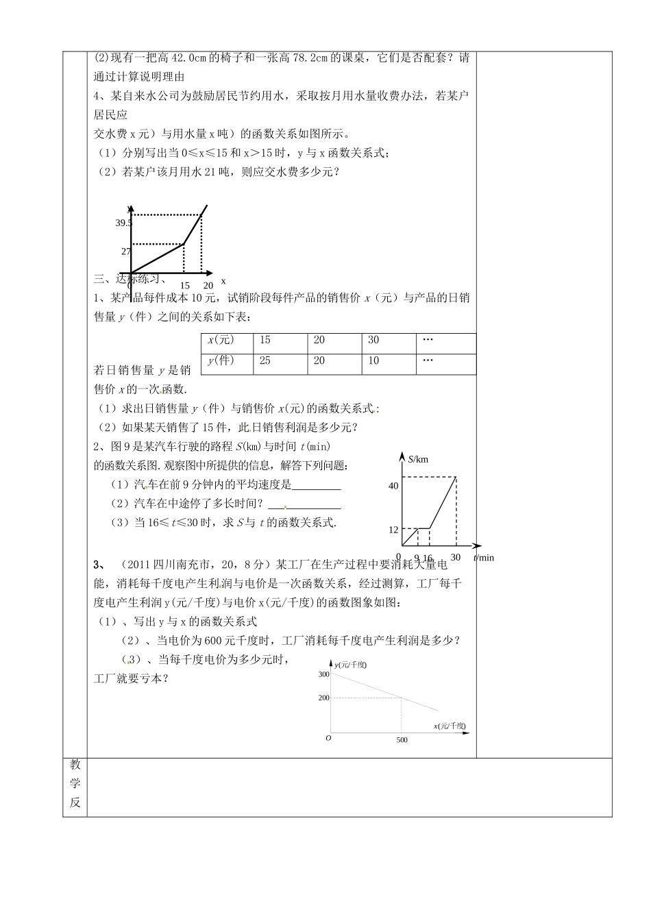 湖南省茶陵县世纪星实验学校八年级数学《一次函数复习（二）》教案 人教新课标版_第2页