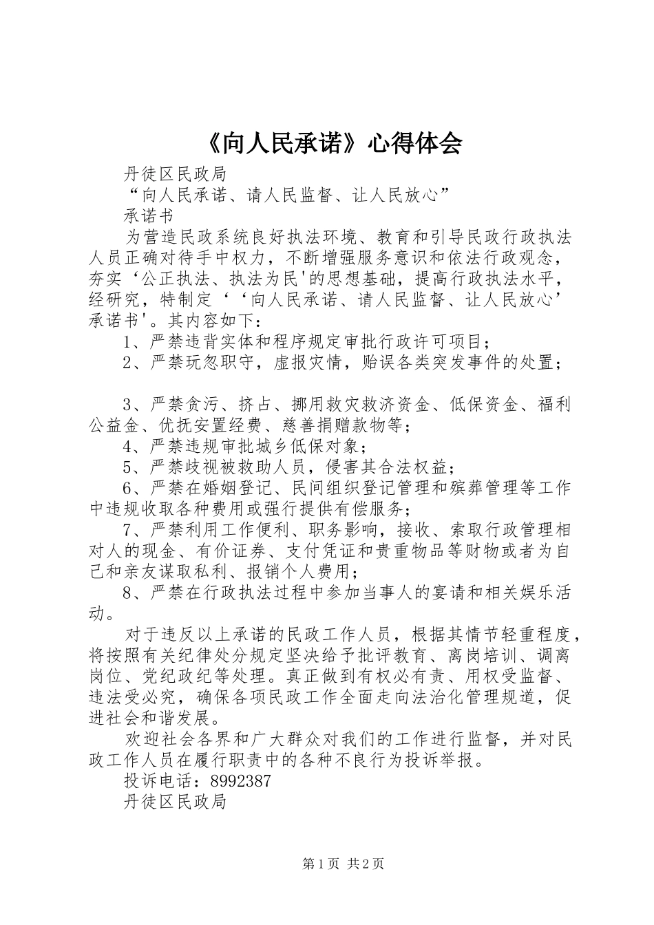 《向人民承诺》心得体会_第1页