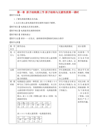 高中化学 1.3.1原子结构与元素性质教案 鲁教版选修3