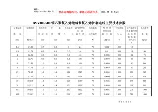 BVV铜芯聚氯乙烯绝缘聚氯乙烯护套电线主要技术参数