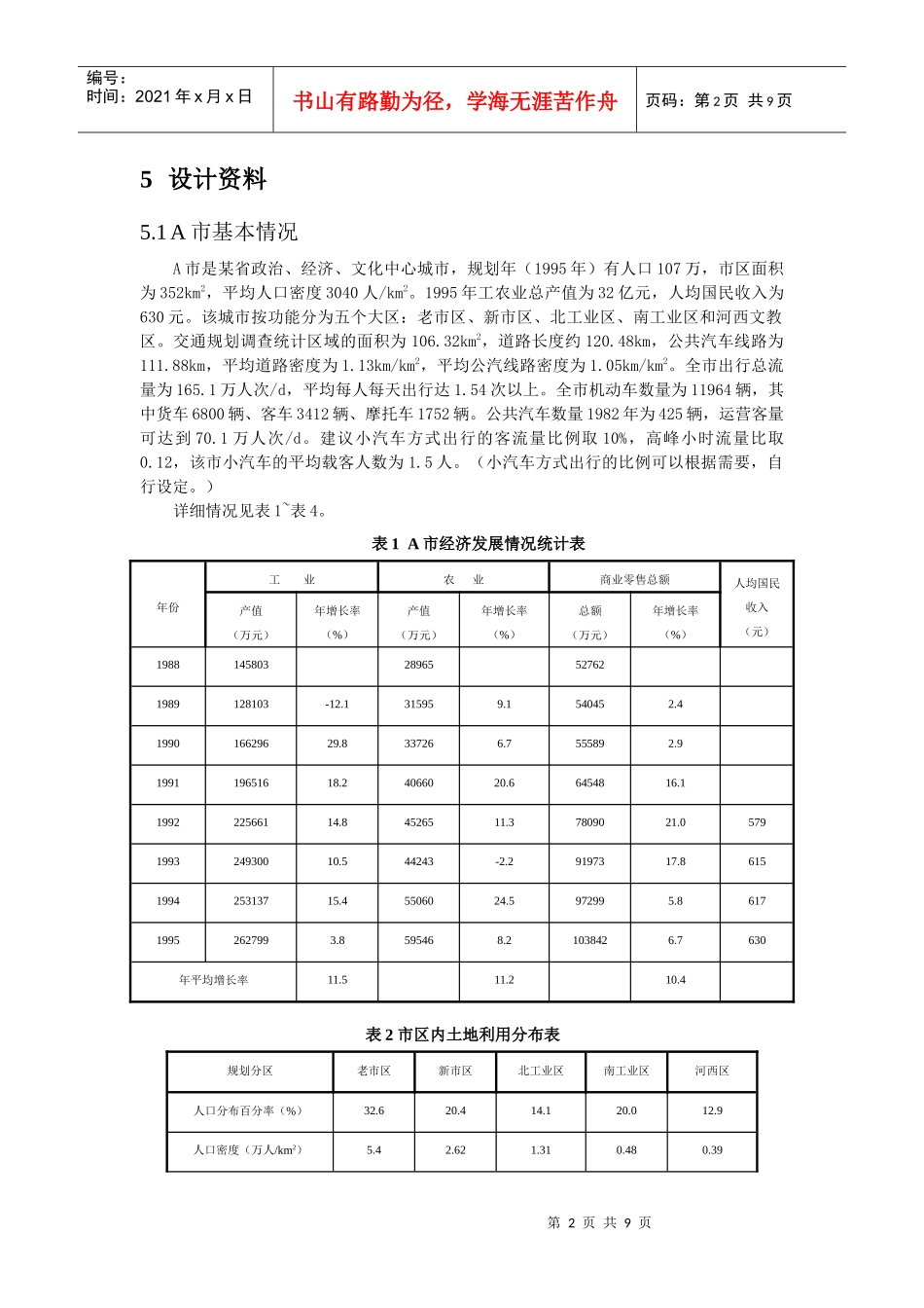 《城市交通规划》课程设计任务书_第2页