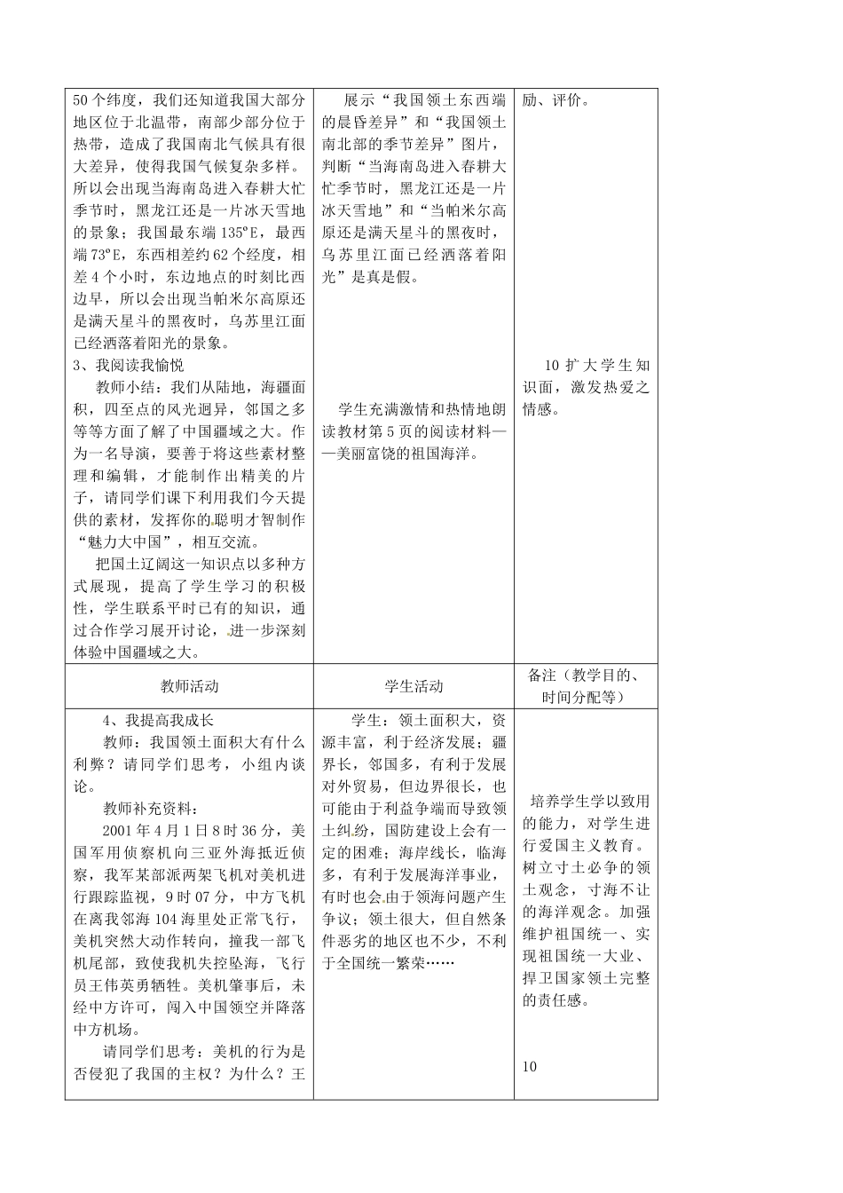 吉林省四平市第十七中学八年级地理上册 1.1.2 国土辽阔教案 新人教版_第3页