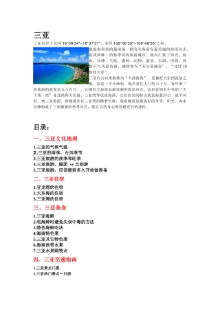 XXXX三亚自助游全新旅游攻略