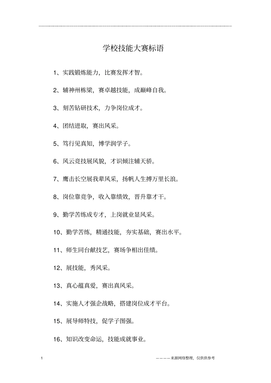 学校技能大赛标语_第1页