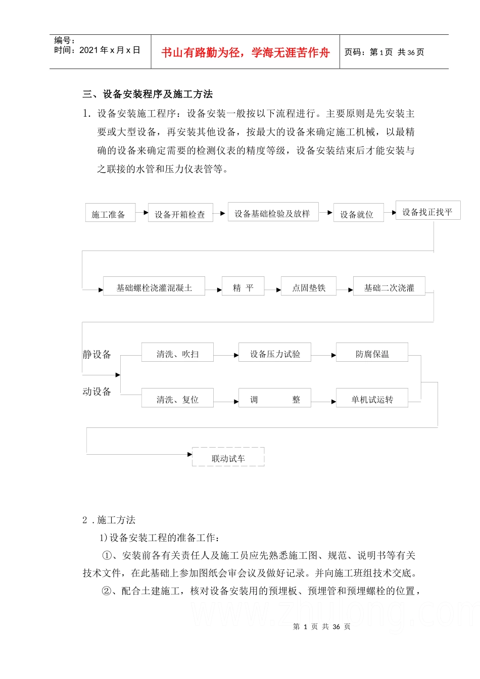 15万吨水厂安装工程施工组织设计_secret_第1页