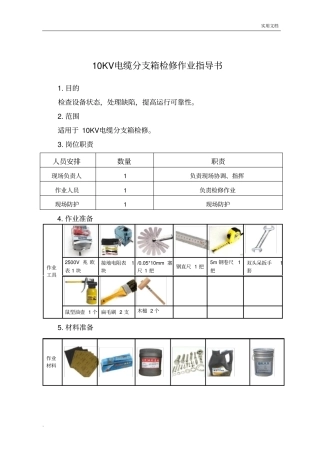 10KV电缆分支箱检修作业指导书