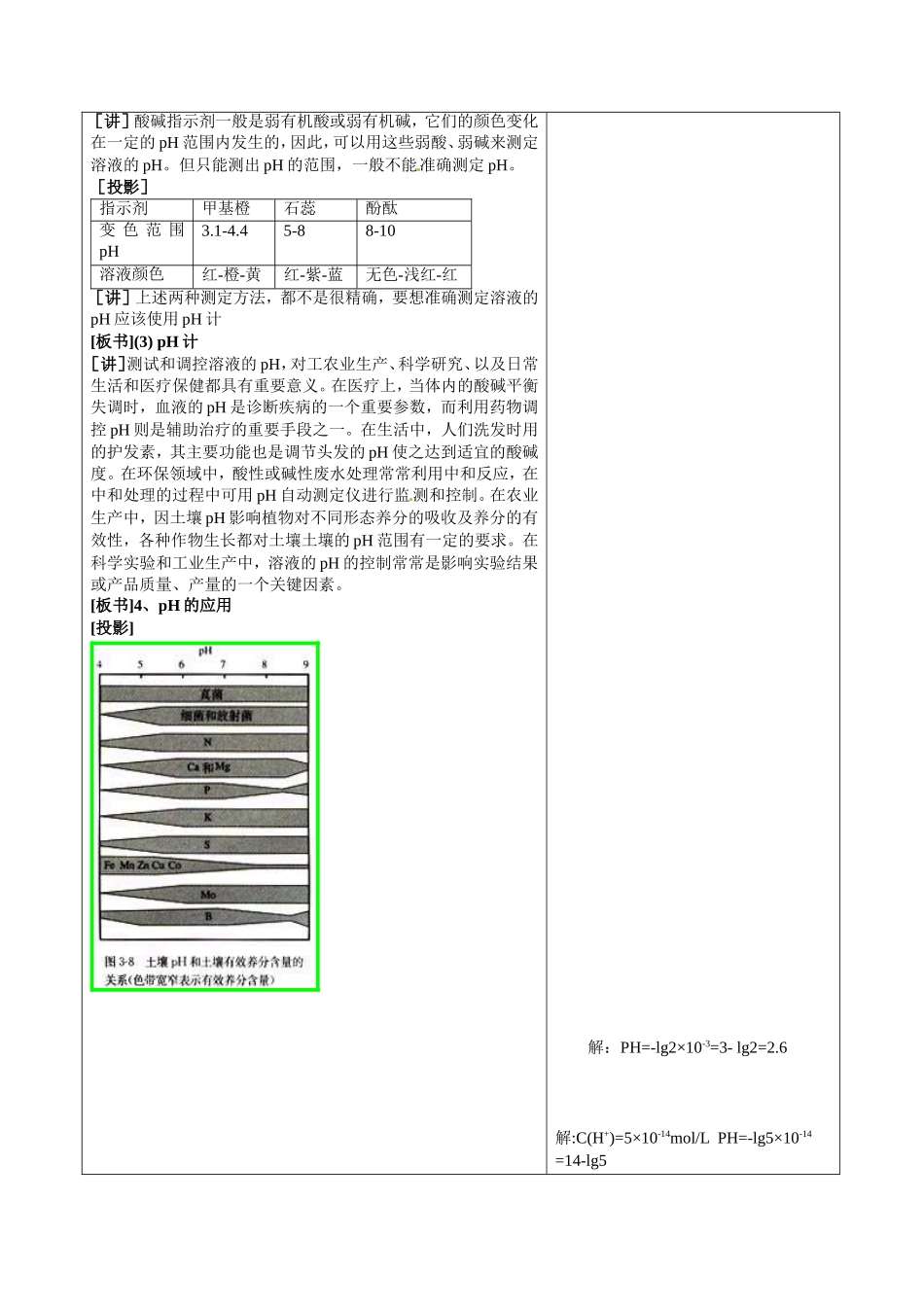 高中化学 3.2.2《溶液的酸碱性与PH》教案 新人教版选修4_第3页