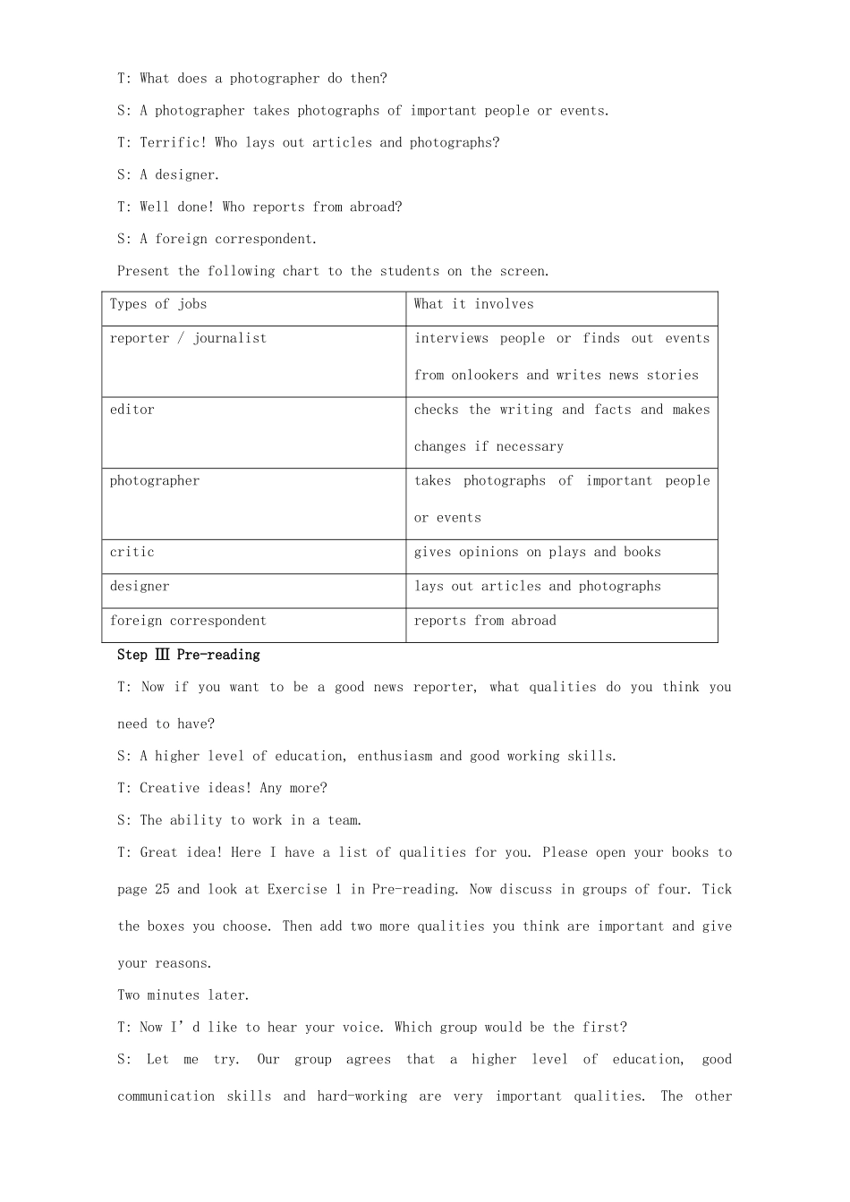 高中英语 Unit 4 Making the news Period 1 Warming up and reading教学设计 新人教版必修5-新人教版高二必修5英语教案_第3页