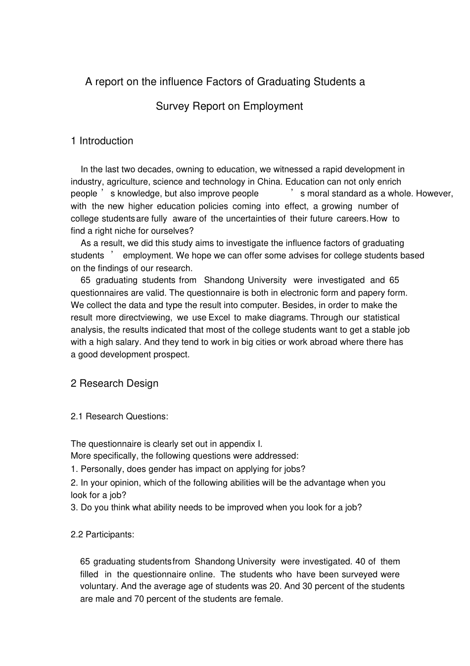 (完整版)调查报告英文版_第1页