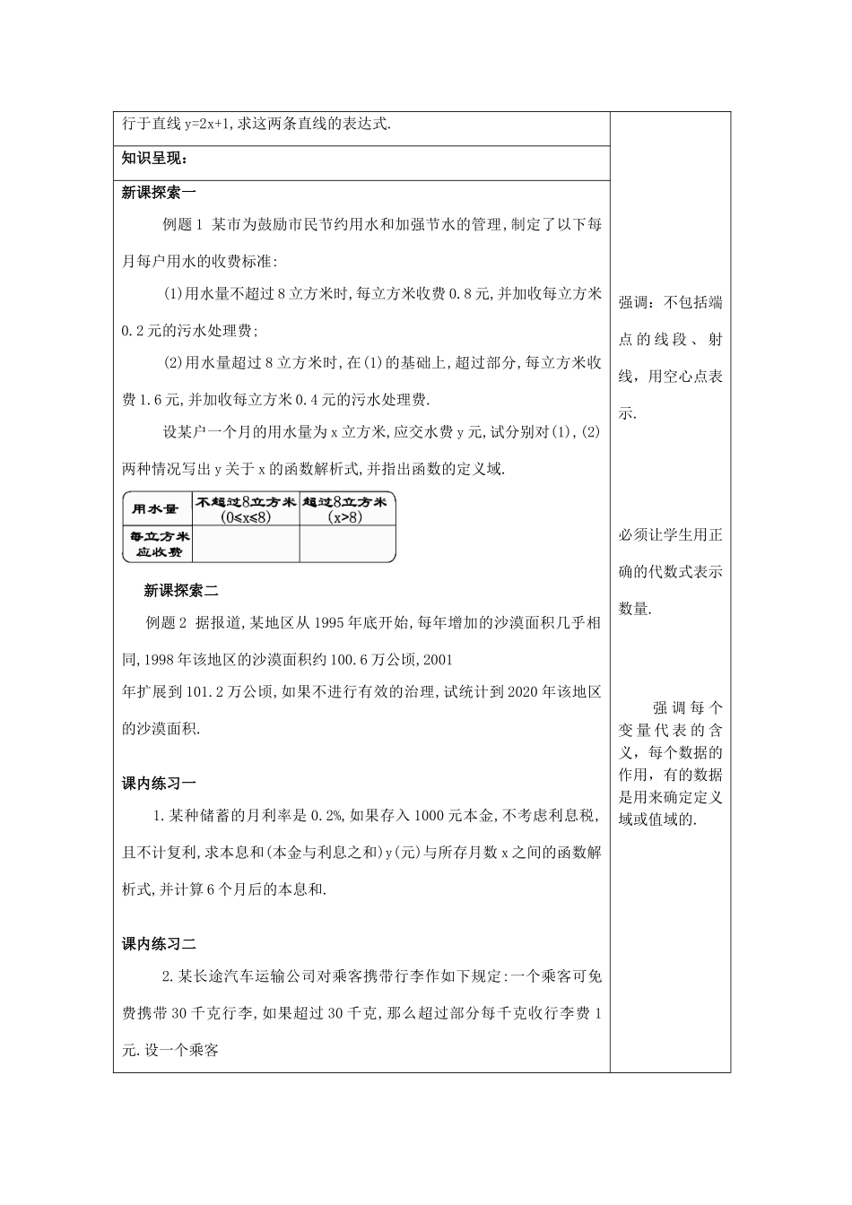 春八年级数学下册 20.4 一次函数的应用（1）教案 沪教版五四制-沪教版初中八年级下册数学教案_第2页