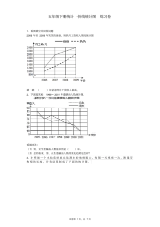 (完整版)五年级下册统计-折线统计图练习卷