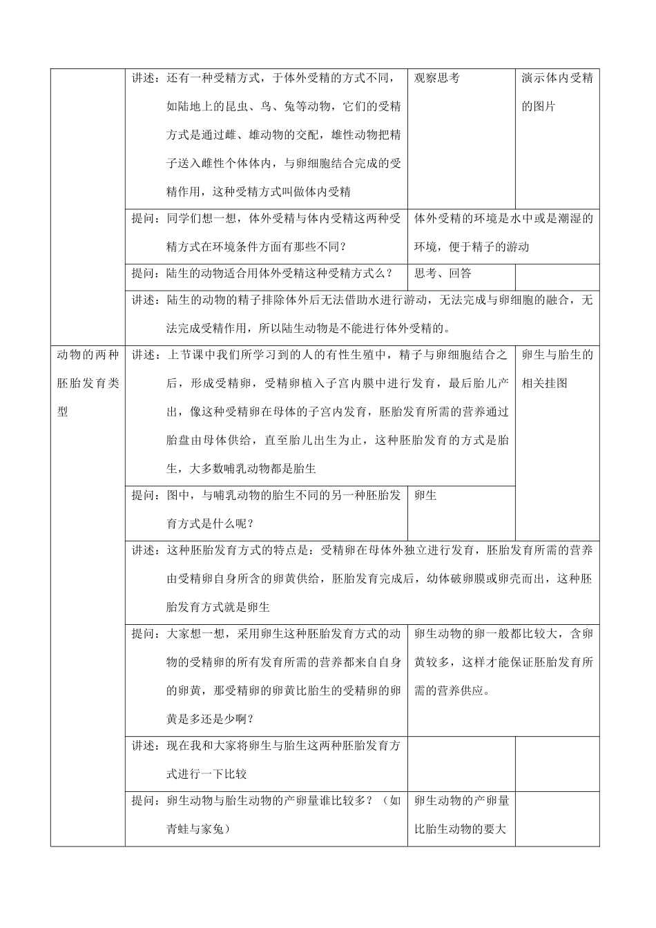 八年级生物上册 10.1.5动物的有性生殖教案 北京课改版_第3页