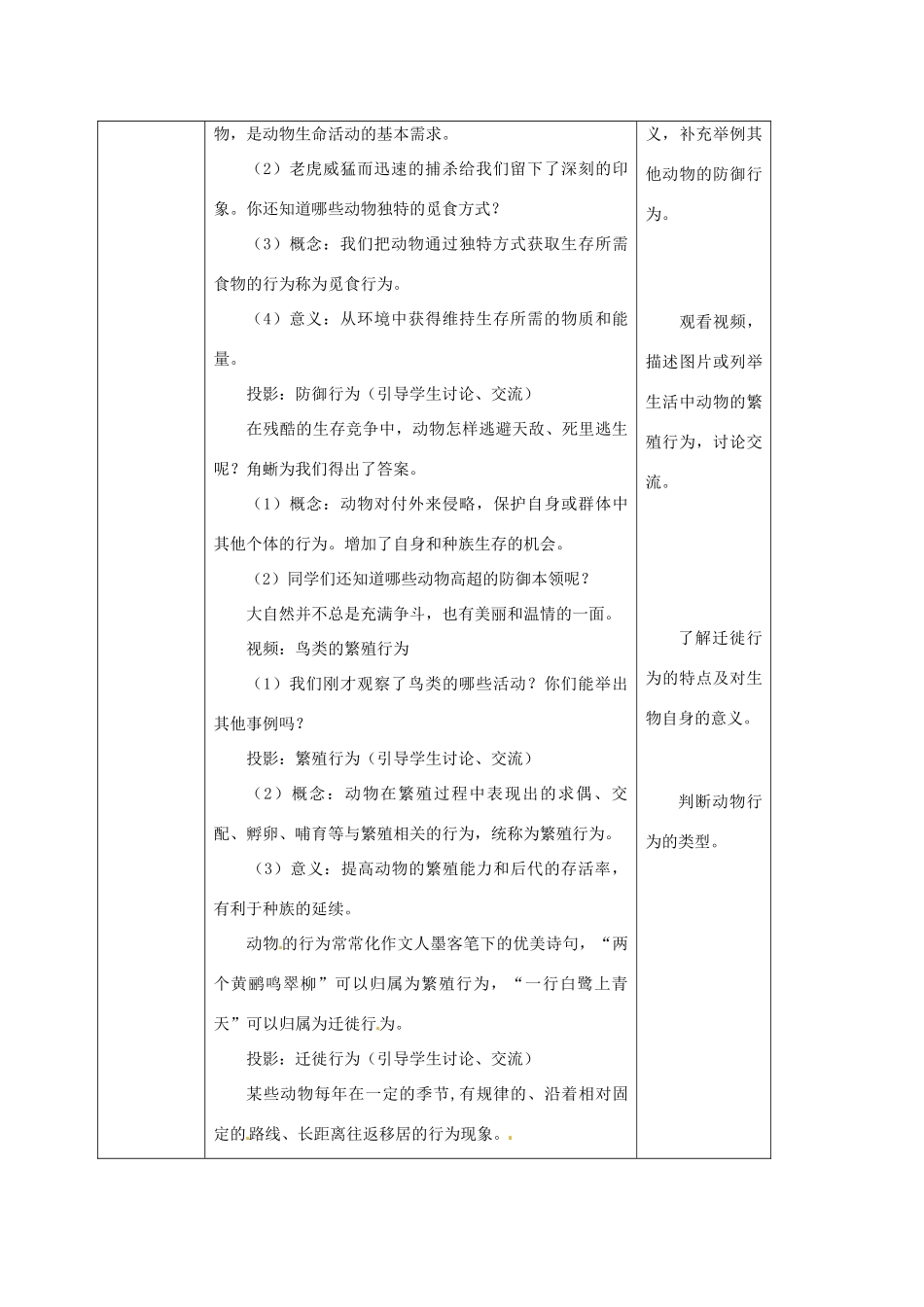 江苏省宿迁市钟吾初级中学八年级生物上册 17.2 动物的行为教学设计 （新版）苏科版_第3页
