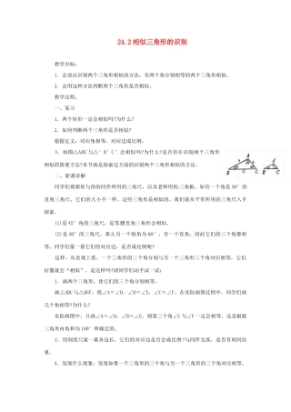 黑龙江省绥化市第九中学九年级数学上册 24.2 相似三角形的识别教案 华东师大版