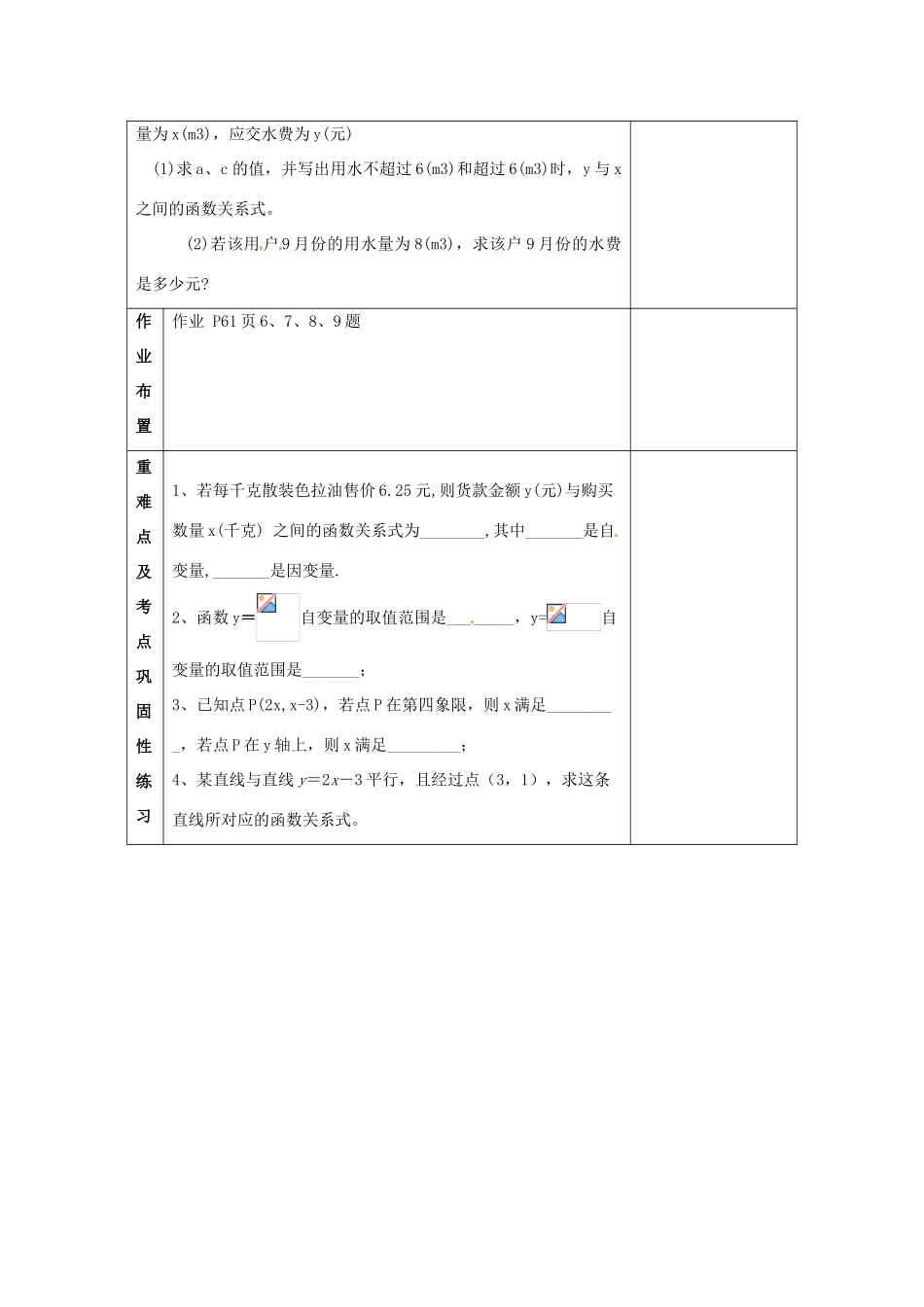 河南省洛阳市下峪镇初级中学八年级数学下册《函数及其图象复习（二）》教案 新人教版_第3页