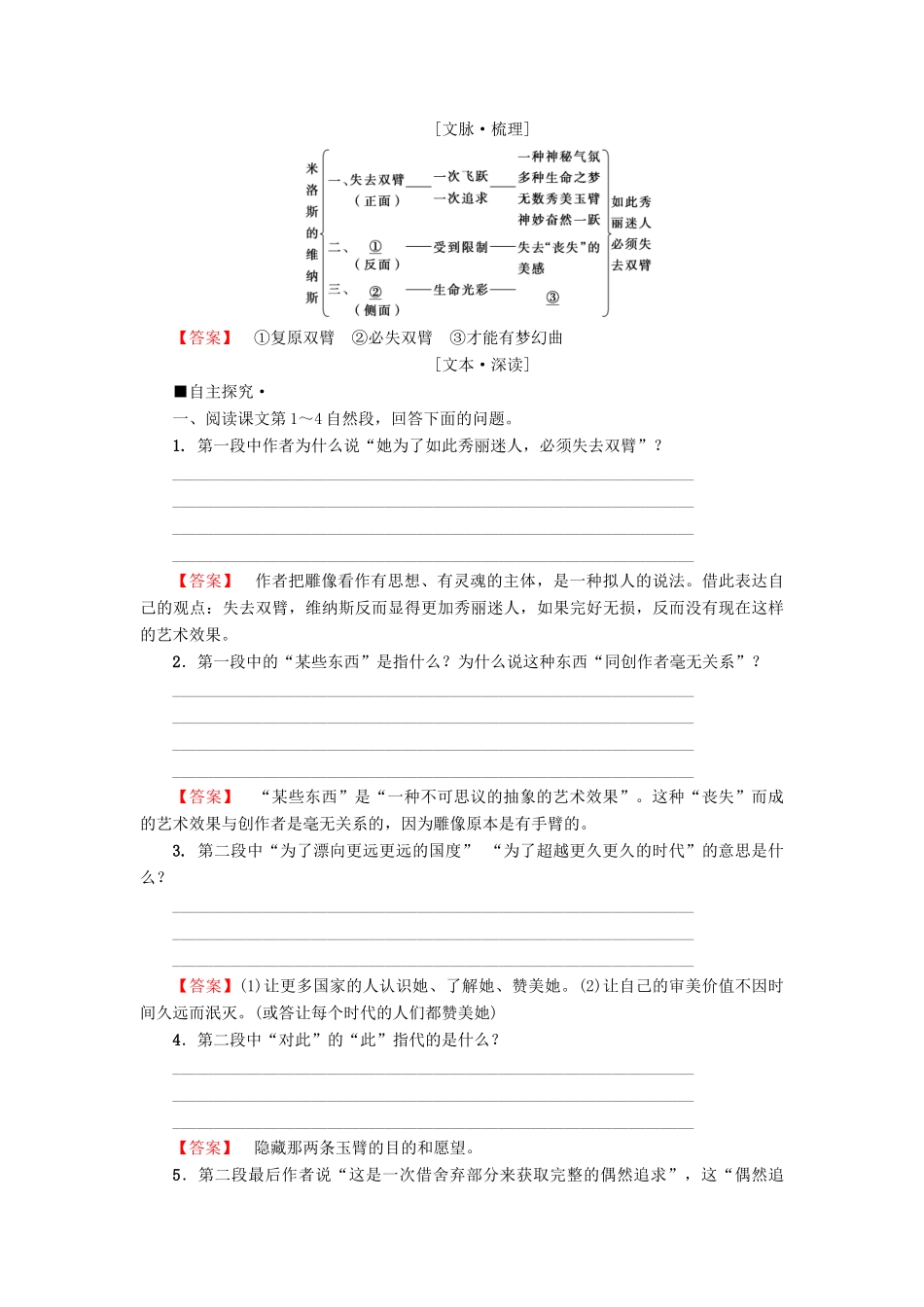 高中语文 第2单元 美的真谛 5 米洛斯的维纳斯教师用书 鲁人版必修4-鲁人版高一必修4语文教案_第3页