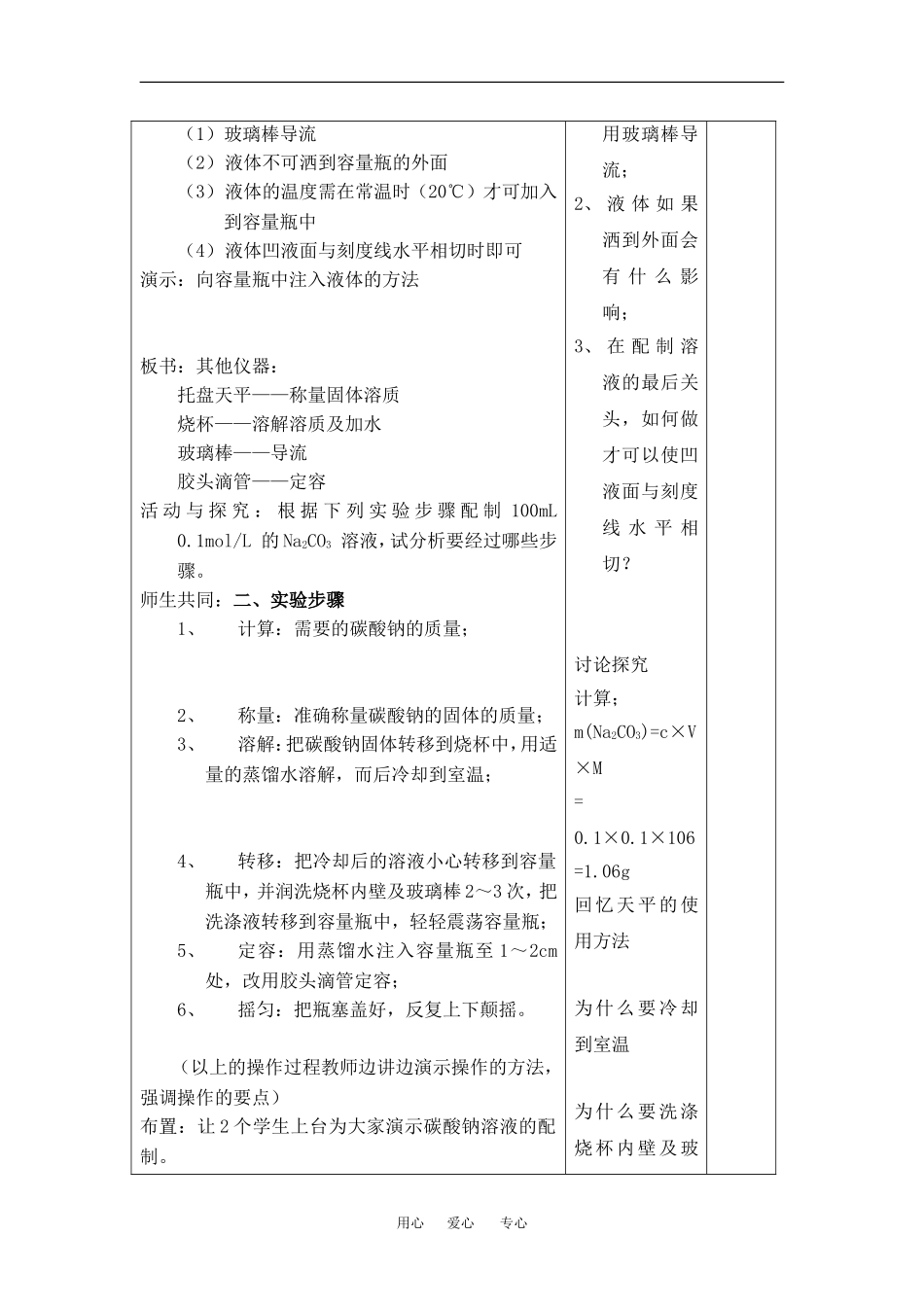 高中化学1.2.3《溶液的配制和分析3》教案（苏教必修1）_第2页