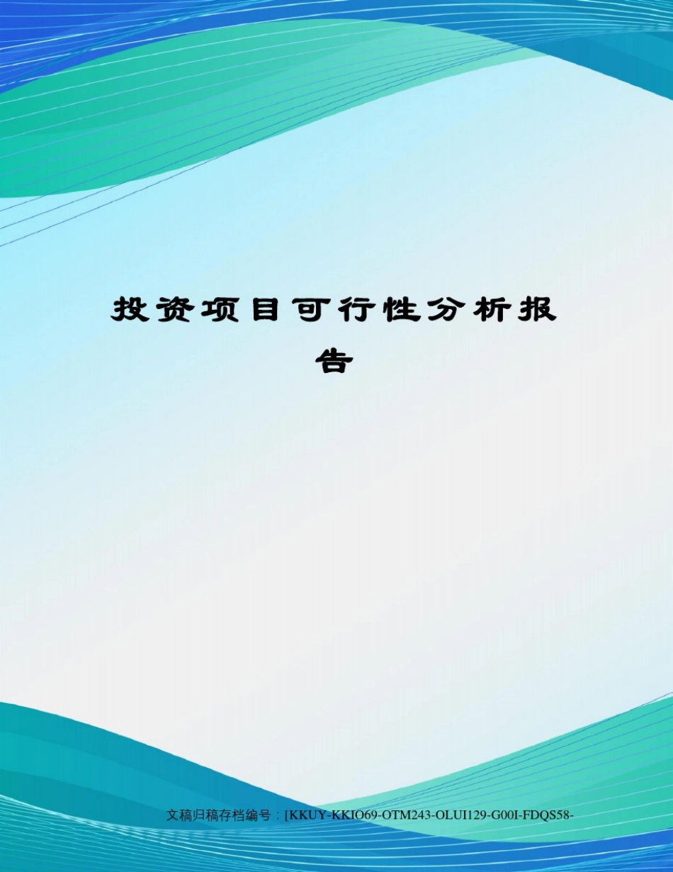 投资项目可行性分析报告_第1页