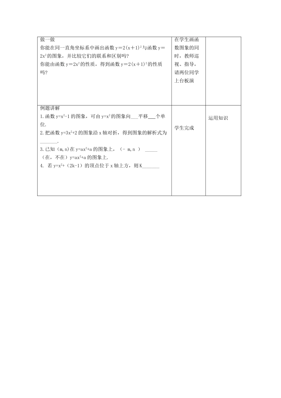 九年级数学上册 3.4 二次函数yax2bxc的图象和性质教案1 鲁教版五四制-鲁教版五四制初中九年级上册数学教案_第2页