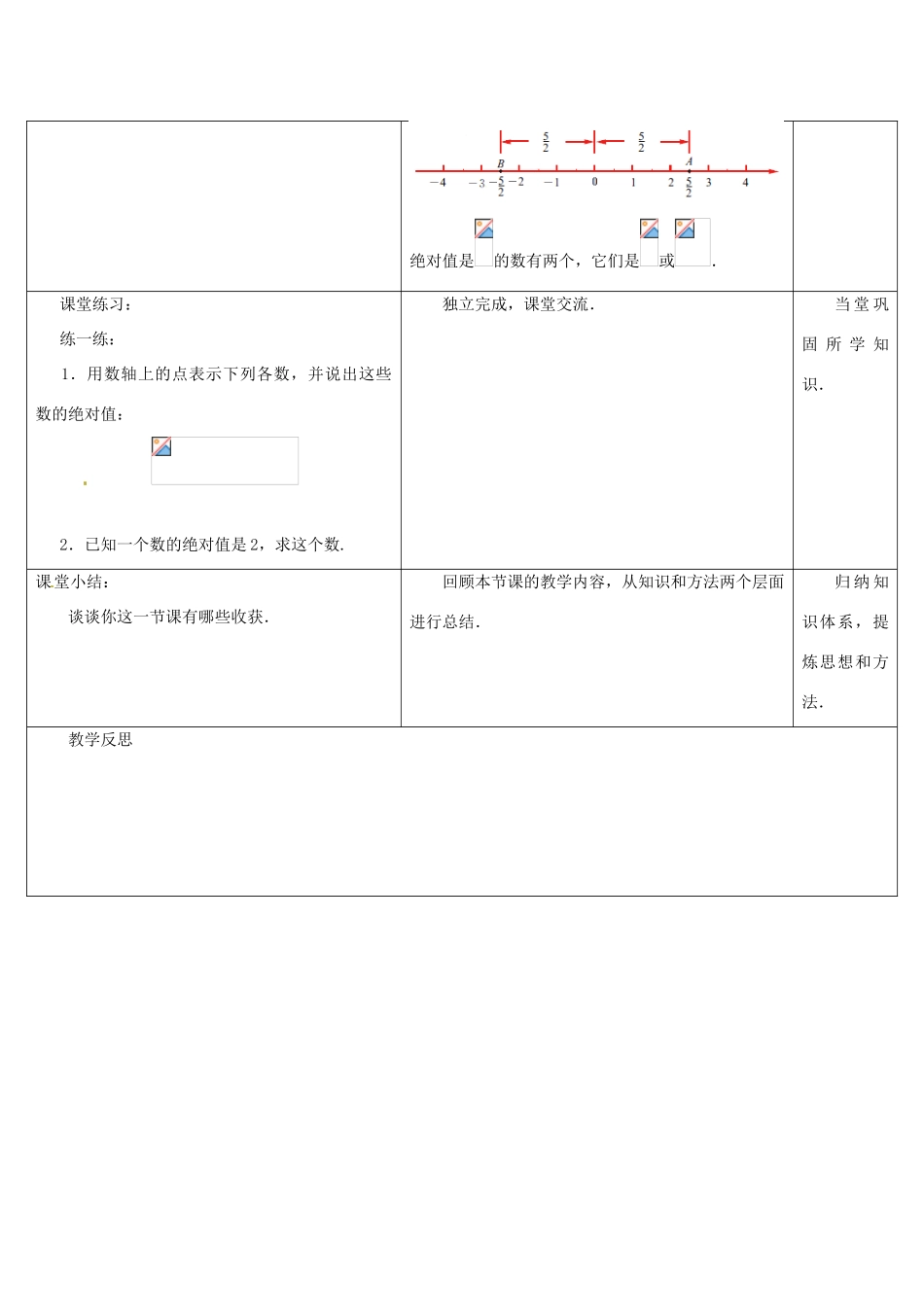 江苏省盱眙县黄花塘中学七年级数学上册《2.4绝对值》教案1 人教新课标版_第3页