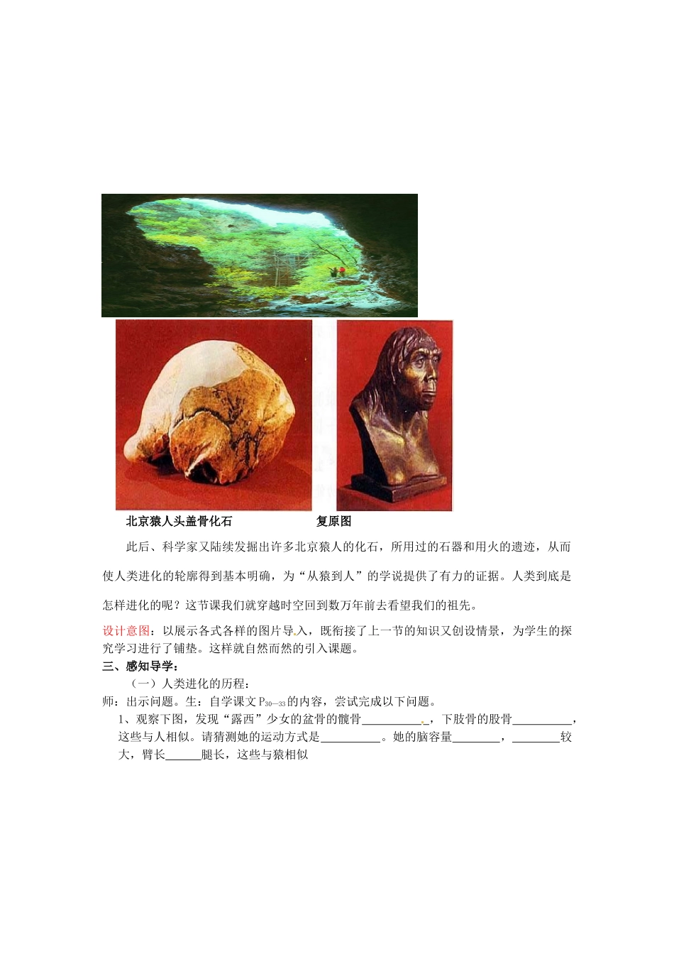 八年级生物下册 第5单元 第2章 第2节 人类的进化教案2 济南版_第2页