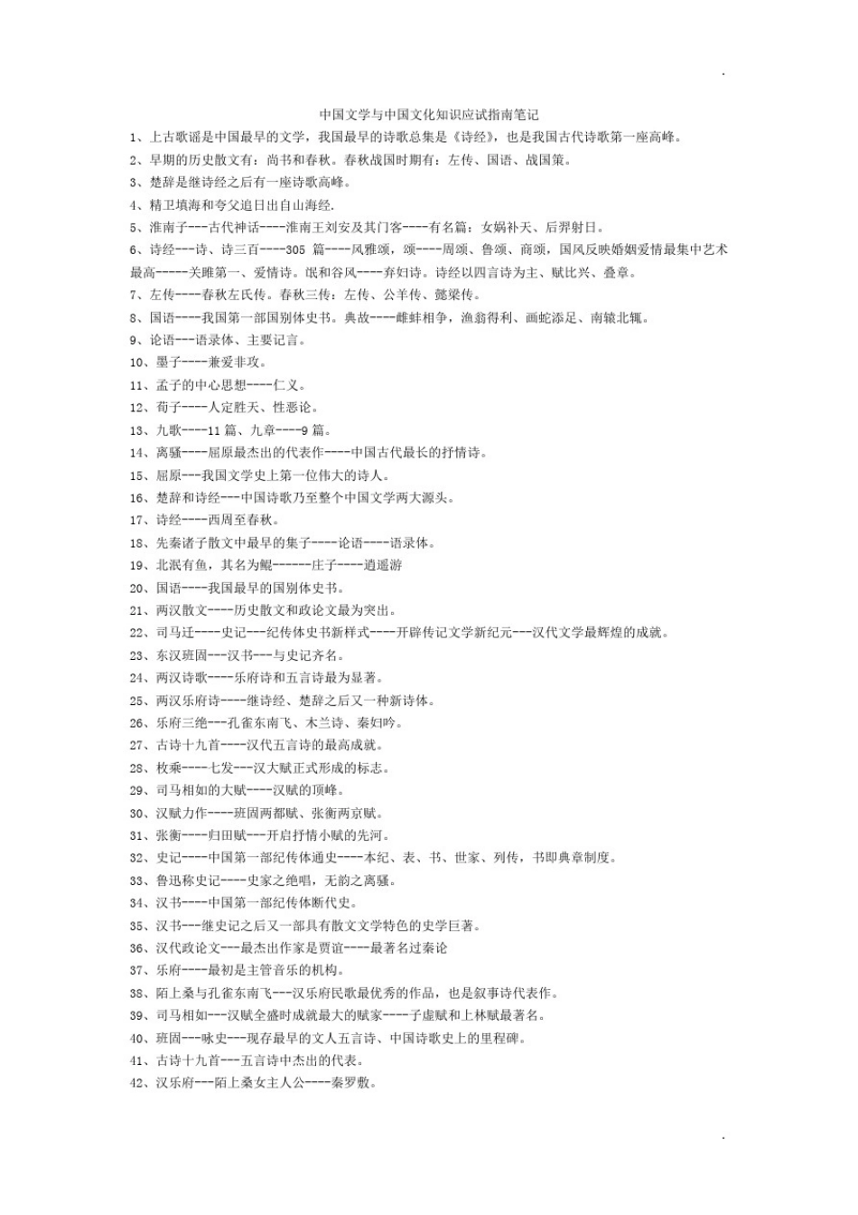 中国文学与中国文化知识应试指南笔记_第1页