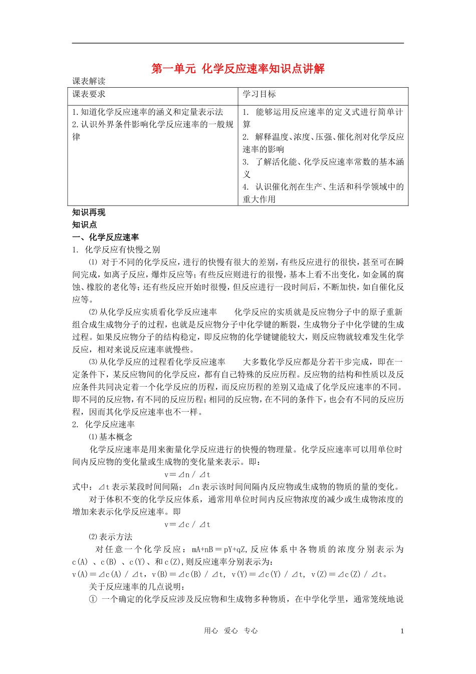高中化学 2.1《化学反应速率》知识点讲解教案 苏教版选修4_第1页