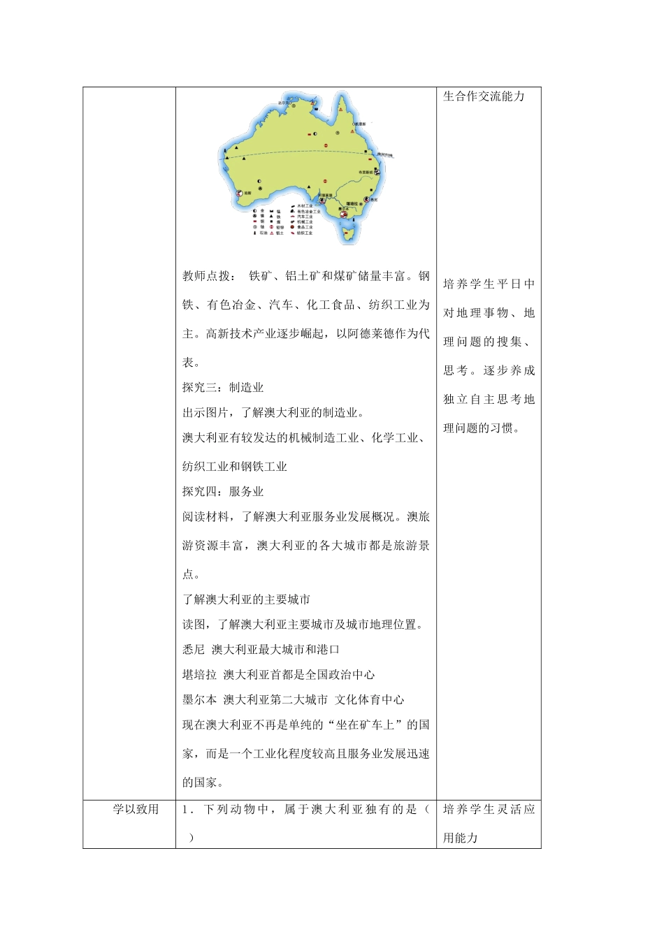 八年级地理下册 7.3 澳大利亚教案2 中图版-中图版初中八年级下册地理教案_第3页