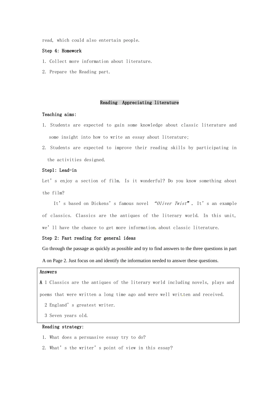 高中英语 unit1 The written word教案 牛津译林版选修8-牛津版高二选修8英语教案_第3页