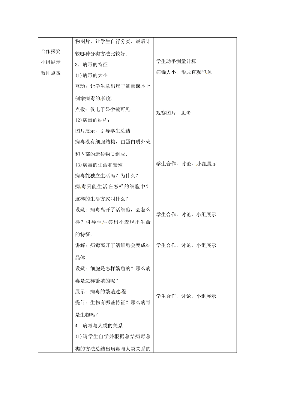 八年级生物上册 5.1.2病毒教学设计 （新版）冀教版-（新版）冀教版初中八年级上册生物教案_第2页