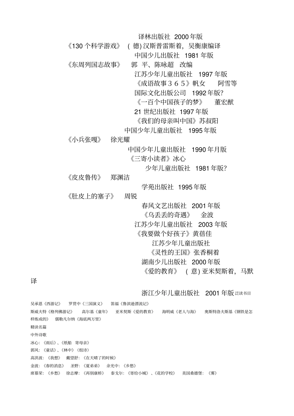 四年级下学期阅读书目_第3页