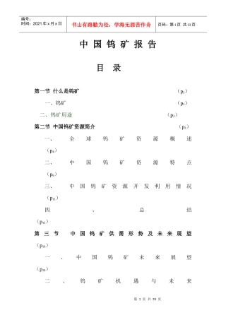 中国钨矿报告