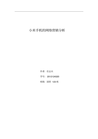 小米手机的网络营销分析