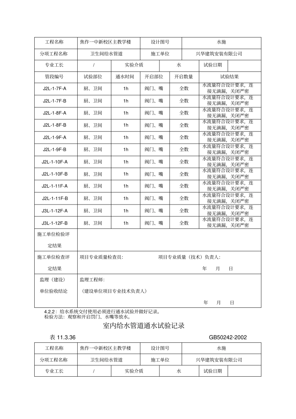 室内给水管道通水实验记录_第2页