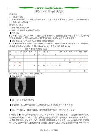 高中化学苏教版选修1 摄取人体必需的化学元素
