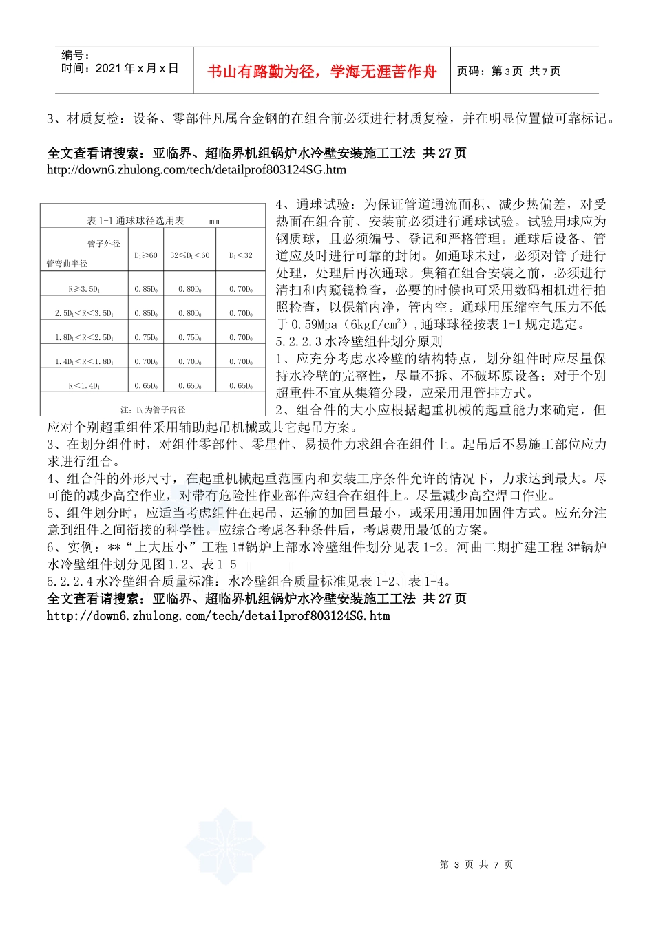 亚临界、超临界机组锅炉水冷壁安装施工工法_secret_第3页