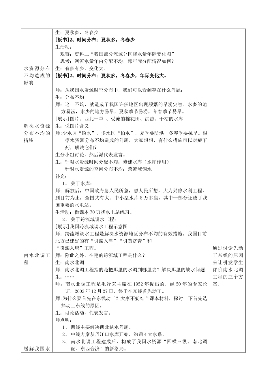 八年级地理上册 第三节《中国的水资源》教案 湘教版_第3页
