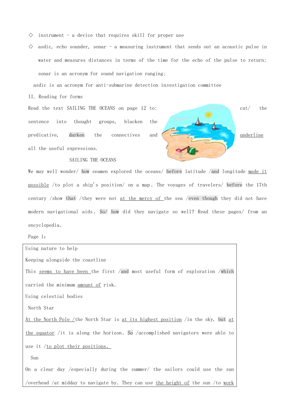高中英语 Unit 2 Sailing the oceans单元学案 新人教版选修9_第3页