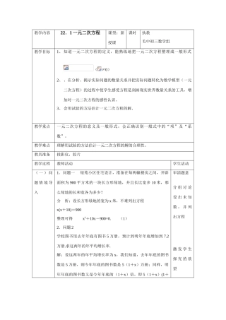 九年级数学第22章方程一教案