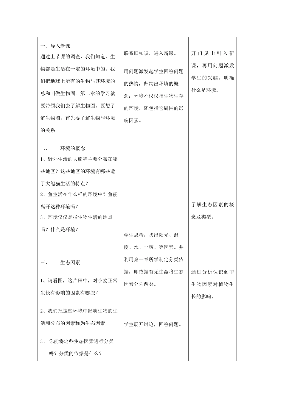 吉林省四平市第十七中学七年级生物上册 生物与环境的关系（一）教案1 新人教版_第2页