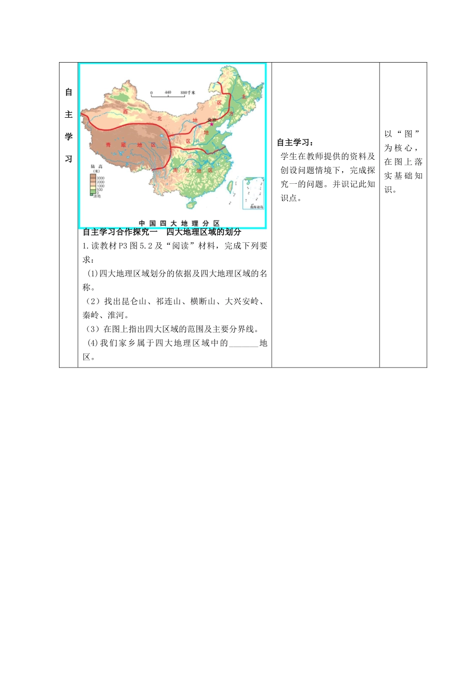 八年级地理下册 第五单元 四大地理区域教案2 商务星球版-商务星球版初中八年级下册地理教案_第3页