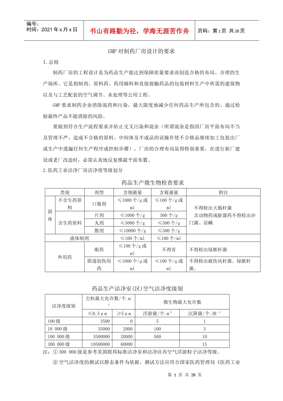 GMP对制药厂房设计的要求a_第1页