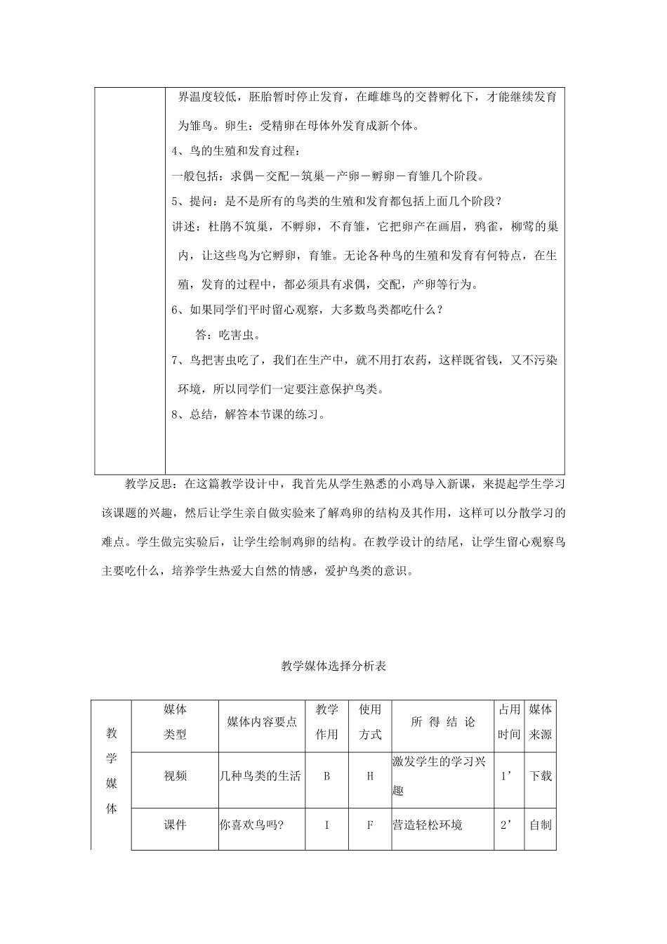 八年级生物下册 8.1.3《鸟的生殖和发育》教案2 鲁科版-鲁科版初中八年级下册生物教案_第3页