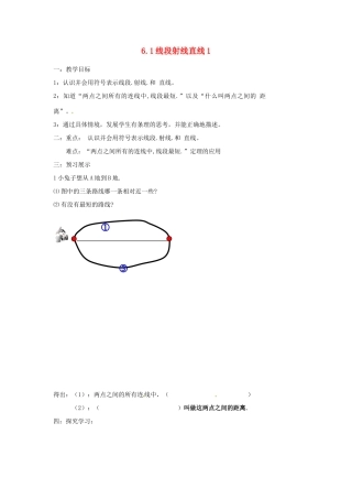 江苏省扬州市邗江区美琪学校七年级数学上册 6.1 线段射线直线1教案 （新版）苏科版