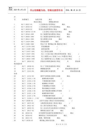 化工设计标准清单
