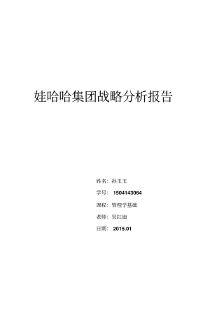 娃哈哈集团战略分析报告