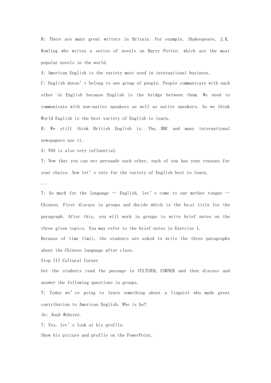 高中英语 Module1 TheFifth Period  Integrating Skills教案 外研版必修5-外研版高二必修5英语教案_第3页