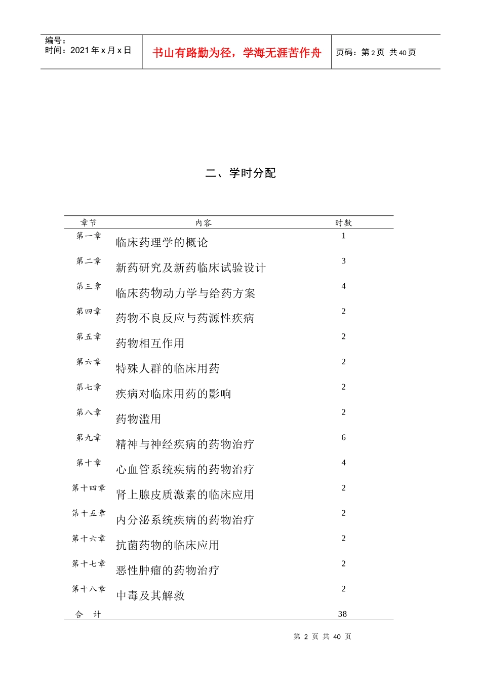 《临床药理学与治疗学》教学大纲_第2页