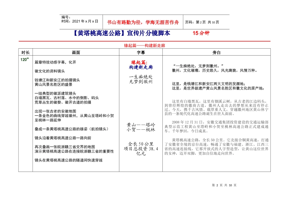 【企业宣传片文案、专题片】黄塔桃高速公路_第2页